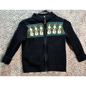 Disney Collection Hanna Andersson Kids Sweater Blk Snowman Zip Up size 110 (5)